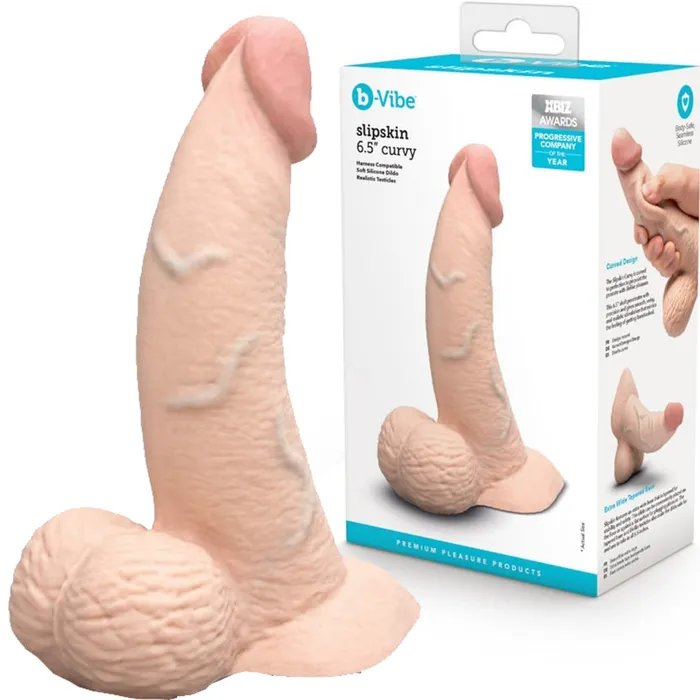 BVibe Slipskin Realistic Silicone Dildo65 Curved Cream Cotr Female Sex Toys BVibe Slipskin Realistic Silicone Dildo65 Curved Cream Cotr Female Sex Toys