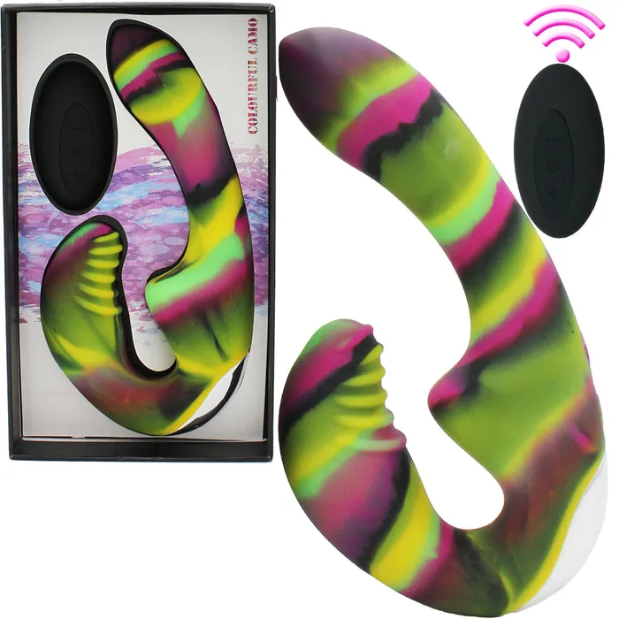 Colourful Camo Female Sex Toys Tandem Strapless StrapOn Vibrator Lesbian Double Ended Pegging Dildo Sex Toy Colourful Camo Female Sex Toys Tandem Strapless StrapOn Vibrator Lesbian Double Ended Pegging Dildo Sex Toy