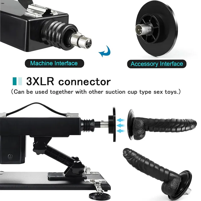 Female Sex Toys | BeBuZZed Thrusting 8-Piece Sex Machine Suction & 3XLR Telescopic Dildo Vibrator Sex Toy