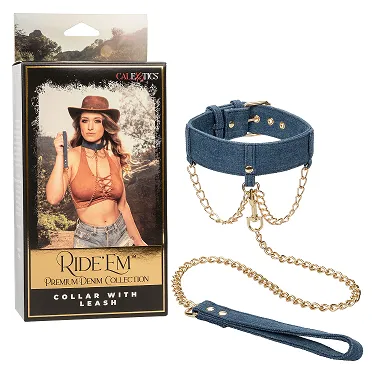Female Sex Toys Calexotics Ride Em Premium Denim Collection Collar With Leash Female Sex Toys Calexotics Ride Em Premium Denim Collection Collar With Leash