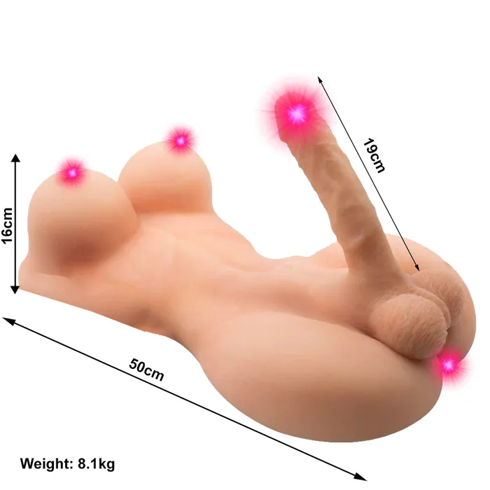 Male Sex Toys | Shemale Realistic Sex Doll Torso Breasts Anal 19cm Dildo Gay Male Masturbator - BeBuZZed