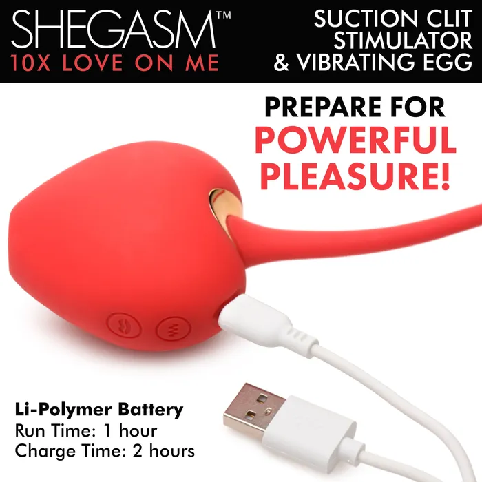 Shegasm Female Sex Toys | 10X Love on Me Suction Clit Stimulator and Vibrating Egg