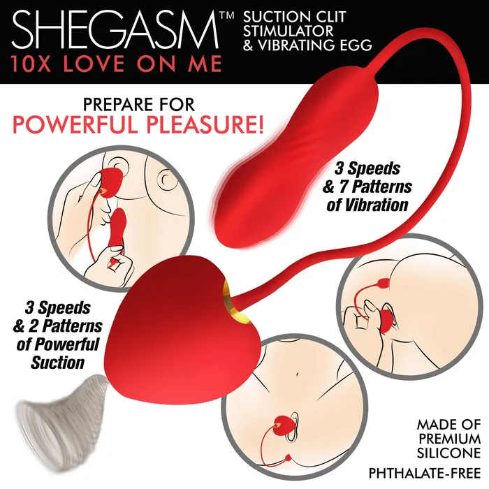 Shegasm Female Sex Toys | 10X Love on Me Suction Clit Stimulator and Vibrating Egg