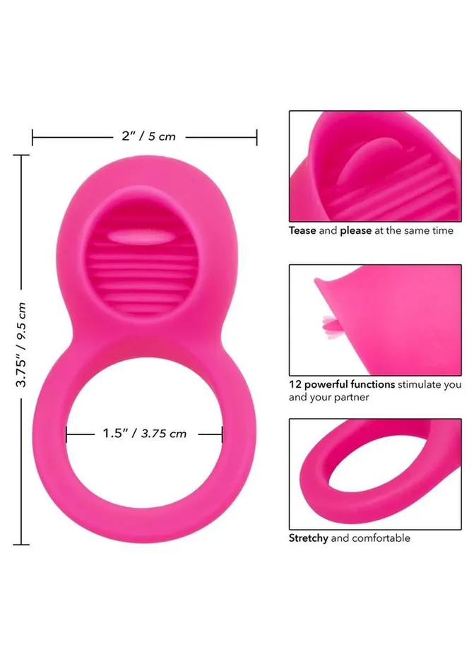 Male Sex Toys | Couple`s Enhancers Silicone Vibrating Teasing Tongue Enhancer Cock Ring
