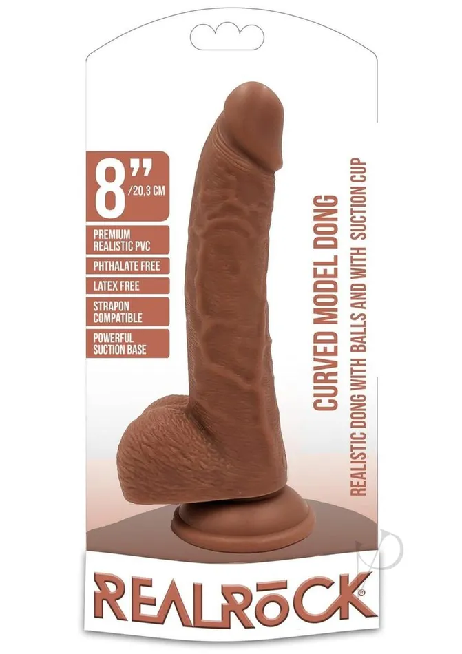 Realrock Curved Realistic Dildo with Balls and Suction Cup | Real Rock Female Sex Toys