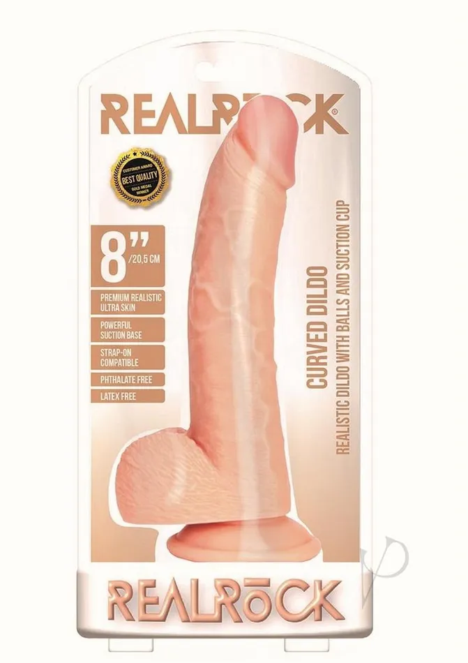 Realrock Curved Realistic Dildo with Balls and Suction Cup | Real Rock Female Sex Toys