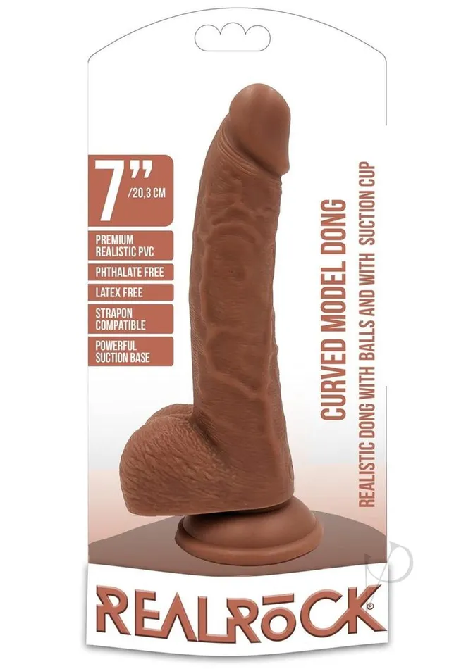Realrock Curved Realistic Dildo with Balls and Suction Cup | Real Rock Female Sex Toys