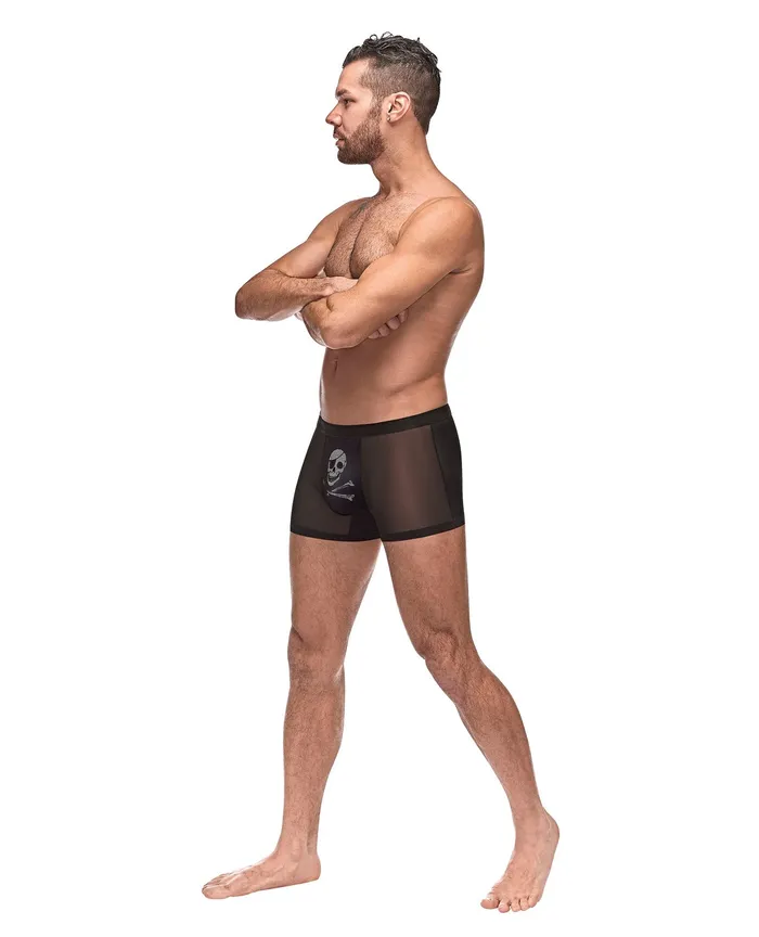 Male Power Anal | Private Screening Micro Mesh & Modal Skull Pouch Short Black XL Male Power Anal | Private Screening Micro Mesh & Modal Skull Pouch Short Black XL