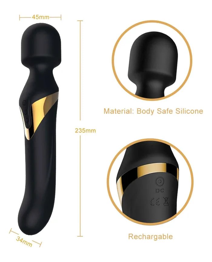 Vibrators | Dorcel Dorcel Dual Orgasms Wand - Black/Gold